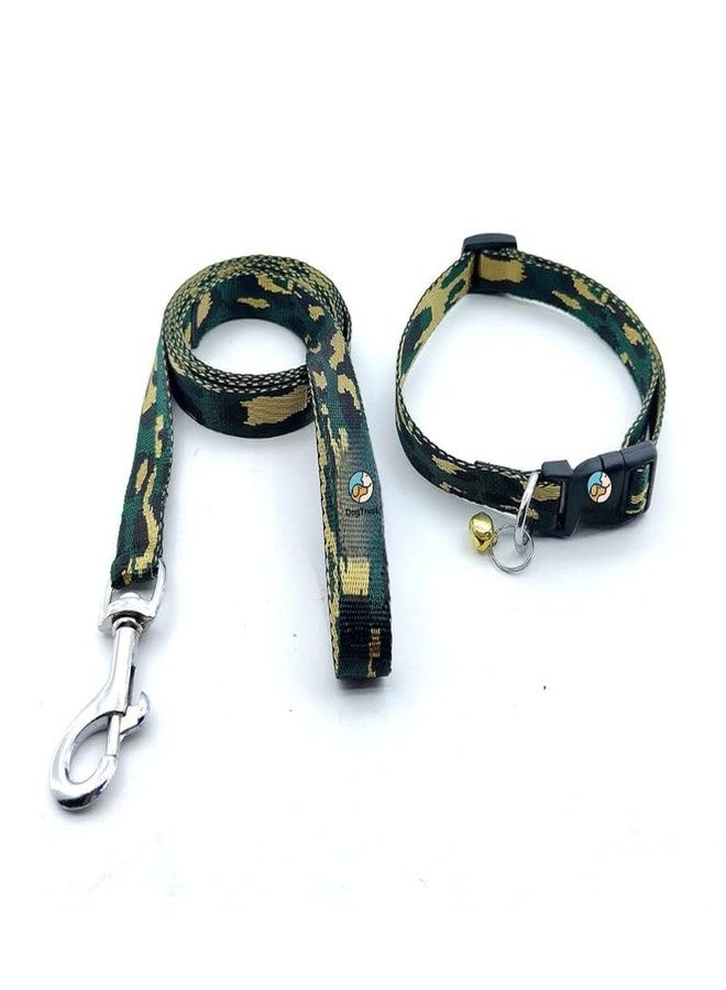 KittuPet طقم طوق ومقود للحيوانات الأليفة من KittuPet، طوق قابل للتعديل للكلاب بنقشة عسكرية، مقود متعدد الألوان، مقاس المقود 10 مم، محيط الرقبة 20-30 سم، قد يختلف اللون - Image 1